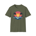 Tropical Sunset Palm Trees T-Shirt | Beach Wave Sun Scene