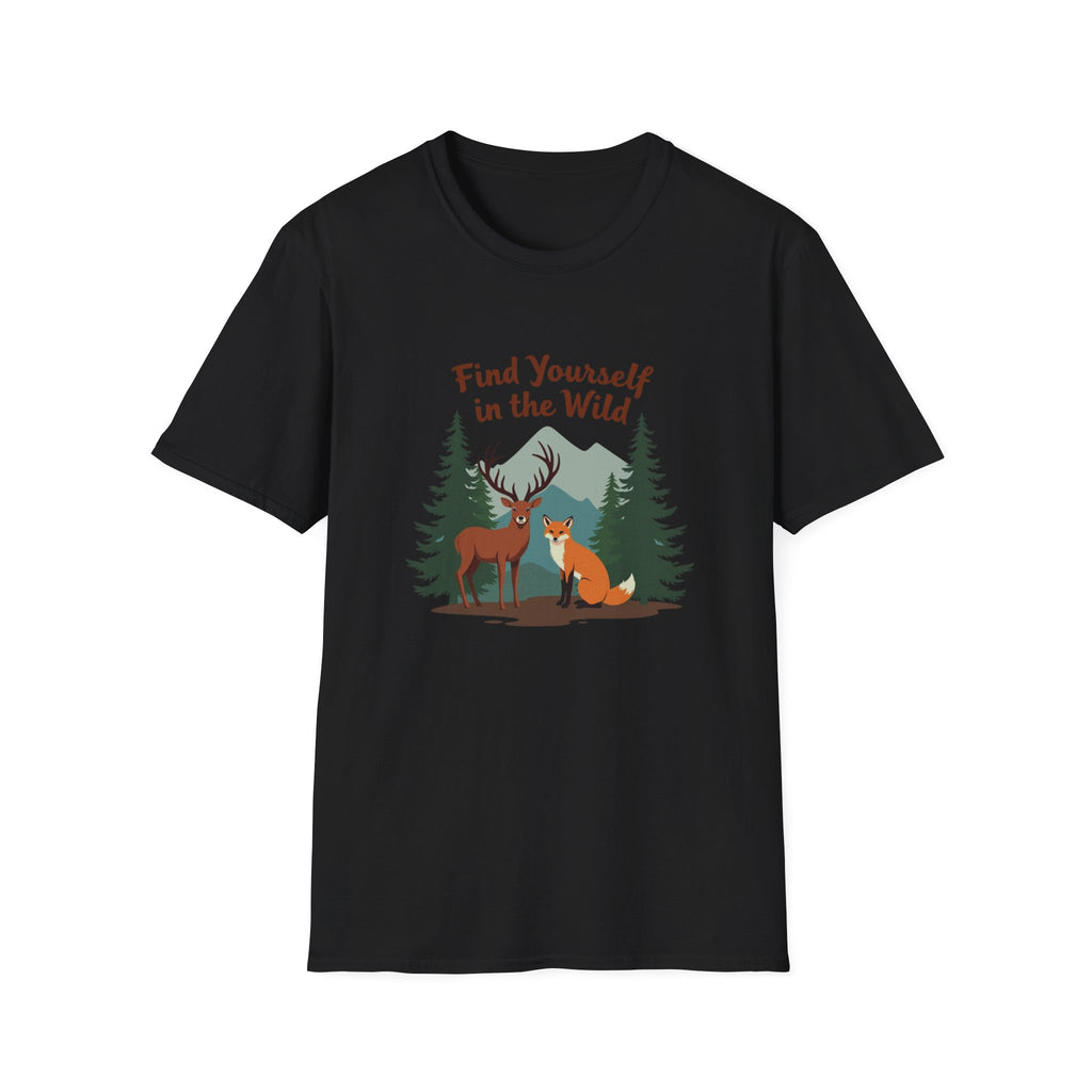 Find Yourself in the Wild | Deer and Fox Forest Adventure T-Shirt