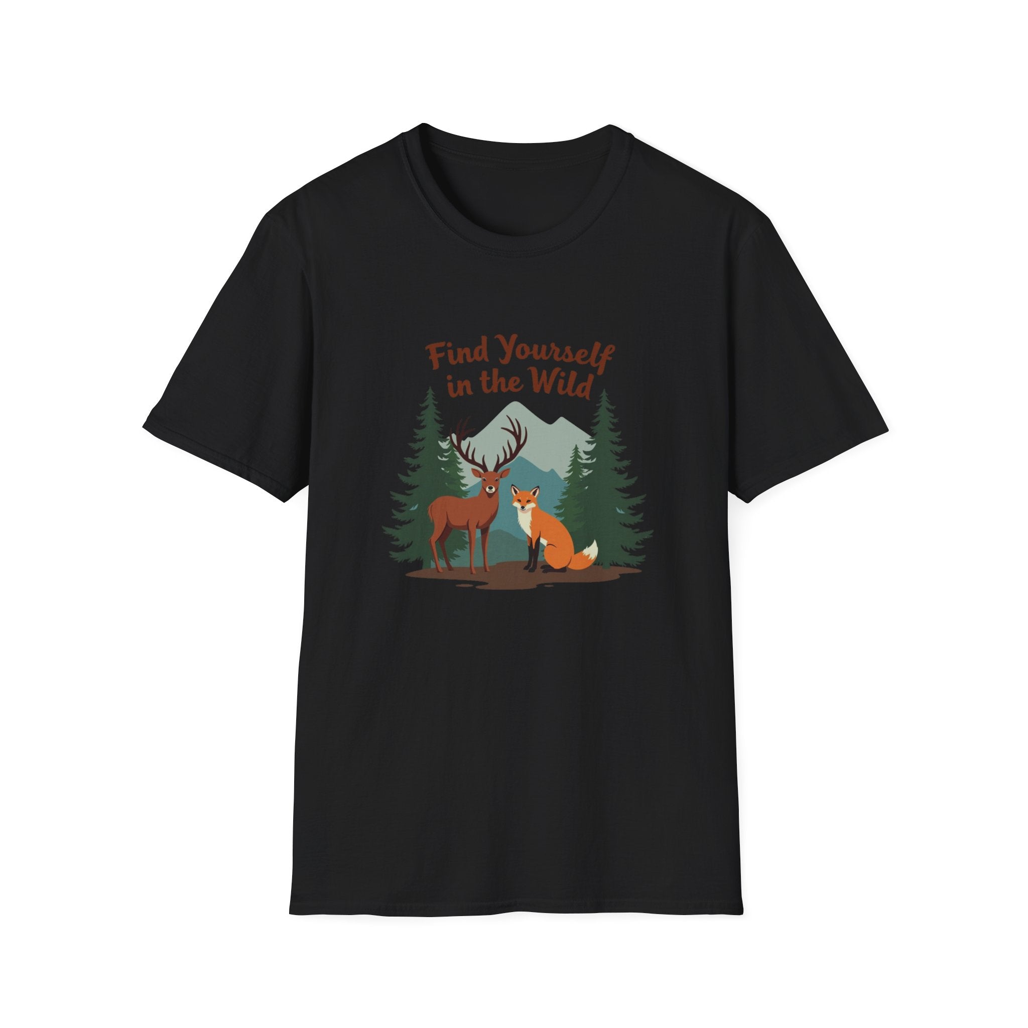 Find Yourself in the Wild | Deer and Fox Forest Adventure T-Shirt