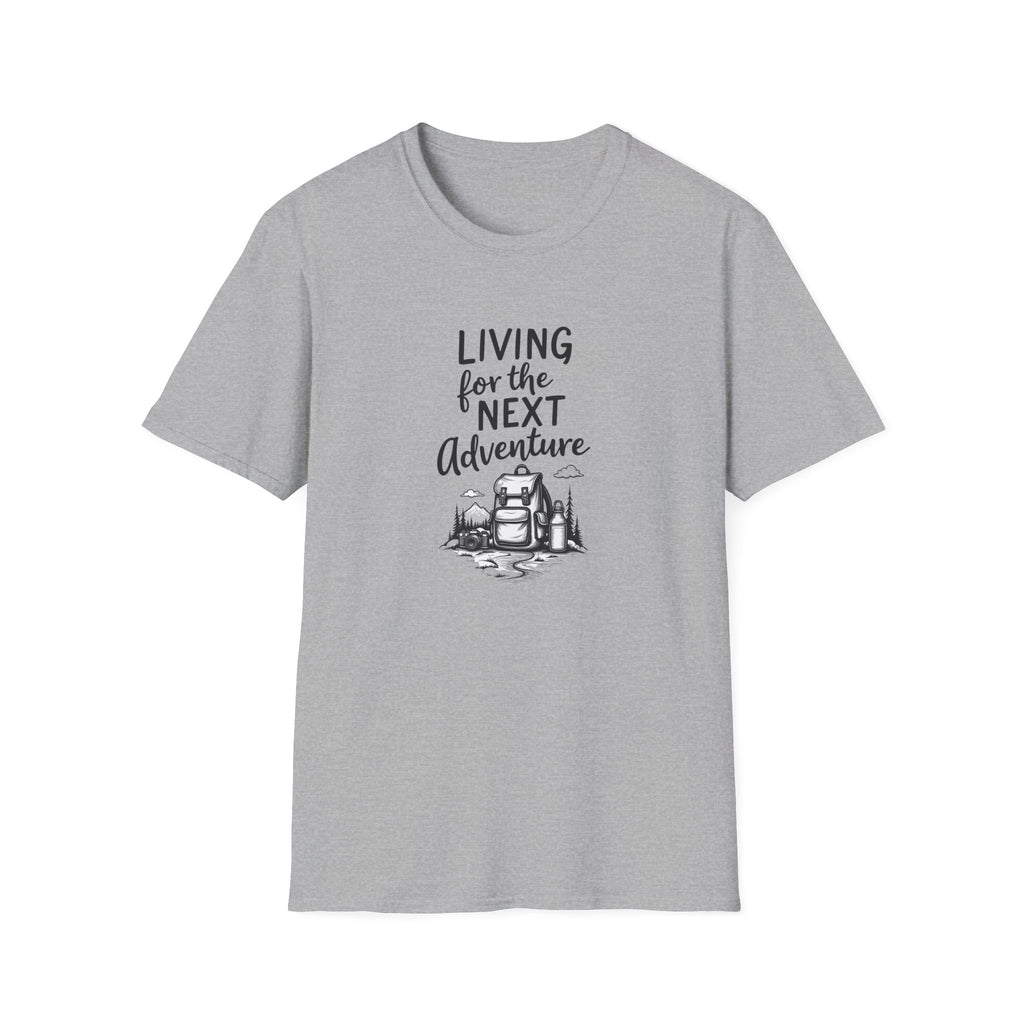 Living for the Next Adventure T-Shirt | Backpack Camping Illustration