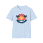 Tropical Sunset Palm Trees T-Shirt | Beach Wave Sun Scene