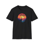Explore Beyond the Horizon T-Shirt | Mountain Sunset Hiker Design