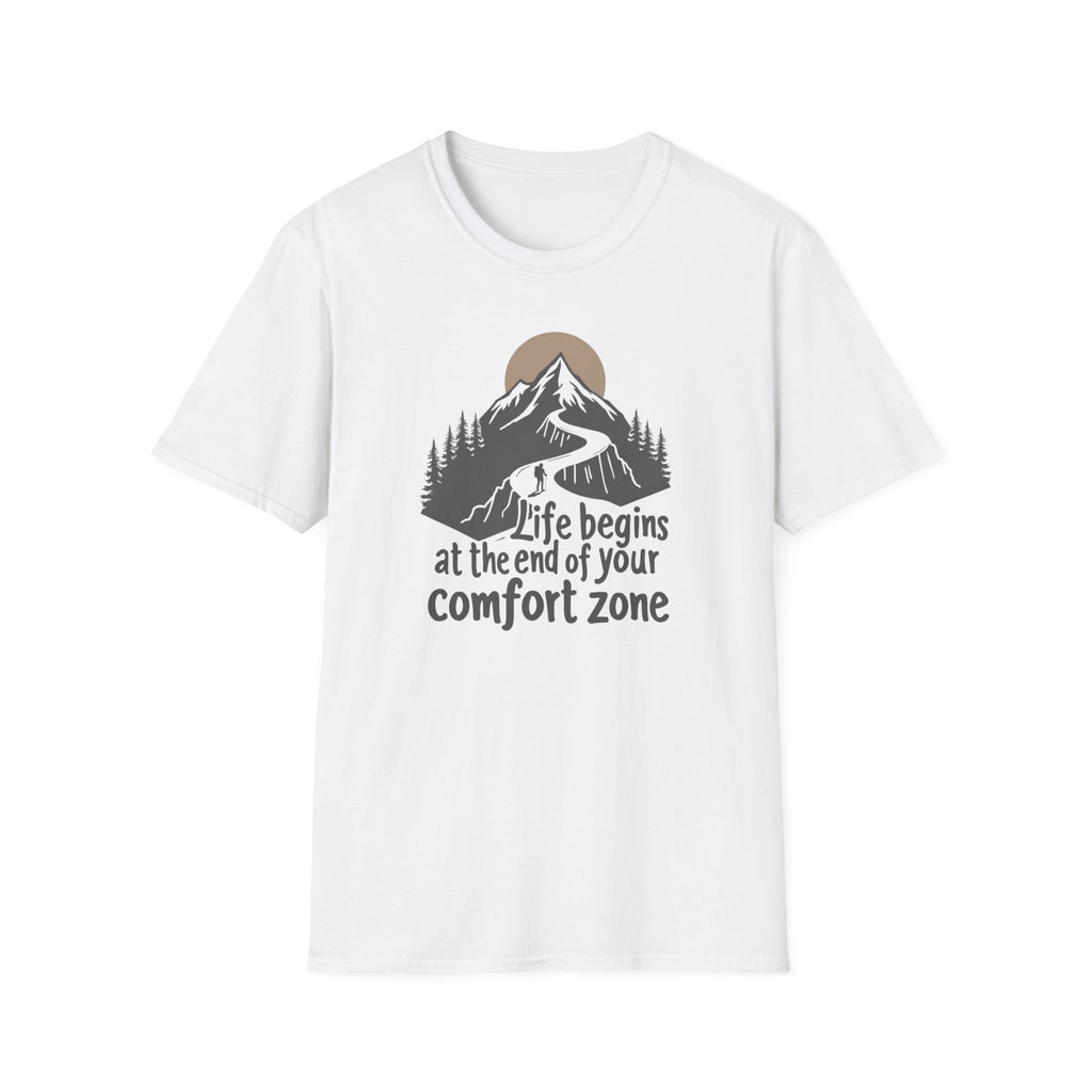 Life begins at the end of your comfort zone | Mountain adventure graphic T-Shirt