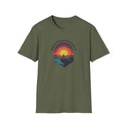 Explore Beyond the Horizon T-Shirt | Sunset Adventure Graphic